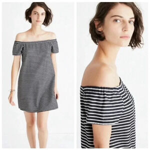 Madewell NWOT Melody Nautical Stripe Off The Shoulder Dress Size Medium